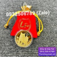 Combo 2 Móc treo chìa khóa Đồng Xu Hình Con Mèo Úc vàng bạc lì xì Tết Quý Mão - XU VÀNG  Túi LỘC