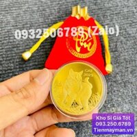 Combo 2 Móc treo chìa khóa Đồng Xu Hình Con Mèo Úc vàng bạc lì xì Tết Quý Mão - XU VÀNG  Túi PHÚC