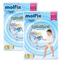 Combo 2 Molfix tã quần Oxygen size L 68 Ultra