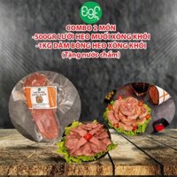 Combo 2 Món 500GR Lưỡi Heo Muối Xông Khói Và 1KG Dăm Bông Heo Xông Khói - Tặng Kèm Nước Chấm - Evergreen Food