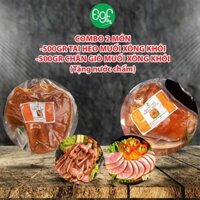 Combo 2 Món 500gr Tai Heo Muối Xông Khói và 500gr Chân Giò Muối Xông Khói -Tặng Nước Chấm - Evergreen Foods