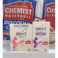 Combo 2 món Elevit bầu Úc - Elevit vitamin tổng hợp bầu + Elevit DHA Choline Pregnancy 60 Capsules