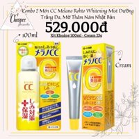 Combo 2 Món Melano CC Rohto Whitening Mist Dưỡng Trắng Da, Mờ Thâm Nám Nhật Bản - Xịt Khoáng + Serum