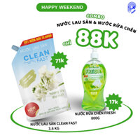 [COMBO 2 MÓN] Nước lau sàn PRIDE dòng Clean Fast 3.6KG + Nước rửa chén PRIDE dòng Fresh 800G