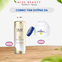 Combo 2 món sữa tắm trắng da OLAY B3+Vitamin C và Dưỡng thể Vitamin E chính hãng