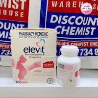 Combo 2 món Vitamin Mẹ Bầu chuẩn luôn Úc (Elevit bầu hồng tổng hợp + DHA Bio Island) trước khi bầu & đang bầu sau sinh