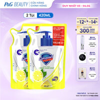 Combo 2 Nước Rửa Tay SAFEGUARD Sạch 99,9% Vi Khuẩn & Dịu Nhẹ Cho Da Hương Chanh Tươi Mát - Túi 420ML