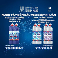 Combo 2 Nước Tẩy Bồn Cầu Vim Diệt Khuẩn Xanh Biển 880ml | Trắng Sáng 870ml