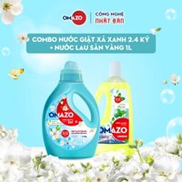 Combo 2 Omazo: Chai Nước Giặt Xả Hương Hoa Cỏ Diệu Kỳ 2.4kg + Nước Lau Sàn Hương Bạc Hà – Sạch Mát, Khử Mùi (1L)