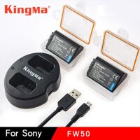 Combo 2 pin FW50 và bộ sạc đôi KingMa cho máy ảnh Sony FW50 A6000 / A6300 / A6500 / A7 series (tặng hộp đựng pin và đựng thẻ nhớ) - 2TCAMERA-B001