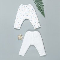 Combo 2 quần dài in cá heo xanh IQ Baby màu trắng