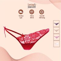 Combo 2 quần lót nữ, quần lọt khe, quần lót tam giác ren xuyên thấu, dây mảnh ngang hông đính nơ quyến rũ và gợi cảm  màu ngẫu nhiên LYEQ050