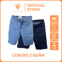 Combo 2 Quần Short Jean Nam Túi Ngang - Quần Đùi Nam Chất Jean Bò Co Giãn Năng Động Trẻ Trung