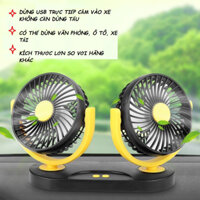 Combo 2 quạt điện trên ô tô 12V/24V, quạt đôi mini