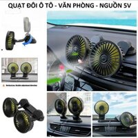 COMBO 2 QUAT GIO QUAT ĐÔI TRÊN XE HƠI ÔTÔ 12V-24V XOAY 360 CƯC KY MAT TIÊN DUNG QUAT THÊ HÊ MƠI HANG CAO CÂP