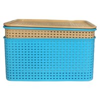 Combo 2 Rổ nhựa size M có nắp đậy Việt Nhật 3387