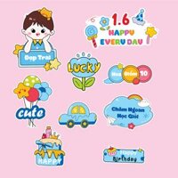 Combo 2 set giấy - bé TRAI 2 tay chạm má + bảng đẹp trai+bánh sinh nhật 2 tầng.