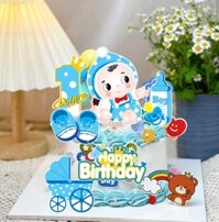 Combo 2 set giấy - em bé xe nôi bình sữa và số 1 (XANH).