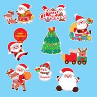 Combo 2 set giấy giáng sinh (noel) -ông già noel cưỡi tuần lộc +cây thông+ người tuyết.