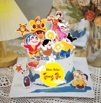 Combo 2 set giấy trung thu - rước đèn  mẫu 3 (đèn ông sao, hằng nga, em bé)