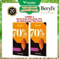 (Combo 2) Sô cô la Beryls No Added Sugar Dark 70% Chocolate 90g: Lựa Chọn Tinh Tế Cho Người Yêu Sô Cô La