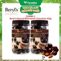 (Combo 2) Sô cô la Beryl's 450g Almond Bittersweet - Sô cô la nguyên chất và vị ngọt ngào, thơm béo của bột sữa nguyên kem