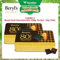 (Combo 2) Socola Beryls 80% Dark Chocolate 108g | Cacao Nguyên Chất, Vị Đắng Tinh Tế