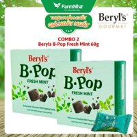 (Combo 2) Socola Beryls B.Pop Fresh Mint 50g - Hương vị Bittersweet Chocolate & Bạc Hà Mát Lạnh