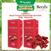 (Combo 2) Socola Tiramisu Almond Milk Chocolate 180g Beryl's - Socola sữa hạnh nhân hấp dẫn với bột phô mai mascarpone Ý