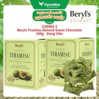(Combo 2) Socola Tiramisu Almond Green Tea 100g Beryl's Chocolate - Socola hạnh nhân trà xanh hấp dẫn với bột phô mai Ý