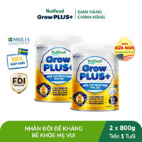 Combo 2 Sữa Bột Nutifood GrowPLUS+ Sữa Non Tăng Đề Kháng 800g - Trên 1 Tuổi - Tăng Cường Hệ Miễn Dịch, Tiêu Hóa Tốt (2 L