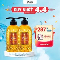 Combo 2 Sữa Tắm Tinh Dầu Hương Cam Quýt Dưỡng Ẩm Và Sáng Mịn Da Moist Diane Oil In Body Soap Citrus