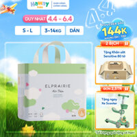 Combo 2 Tã Bỉm Dán ELPRAIRIE Air Thin S34/M30/L26 Siêu Mỏng Nhẹ, Siêu Thấm Hút, Mềm Mại, Chống Hăm Cho Bé HAWAY