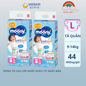 Combo 2 tã-bỉm quần cho bé gái Moony XL38