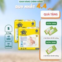 Combo 2 - Tã dán UniDry Siêu khô thoáng gói Jumbo mới size S54/M46/L40/XL38