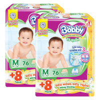 Combo 2 Tã Quần Bobby M 76 miếng + 8 miếng