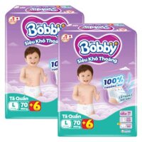 Combo 2 Tã quần Bobby size L, 70 miếng + 6 miếng