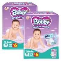 Combo 2 Tã quần Bobby size M, 78 miếng + 6 miếng
