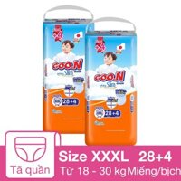 Combo 2 tã quần GOO.N Slim size XXXL 28 + 4 miếng/bịch (18 - 30 kg)