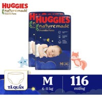 Combo 2 Tã quần Huggies Nature Made ban đêm M58/L44/XL38/XXL26