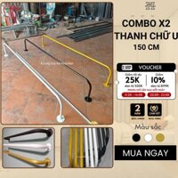 Combo 2 Thanh U treo quần áo 150cm, thép chịu lực. Sơn tĩnh điện 3 màu. Tặng vít, tắc kê gắn tường