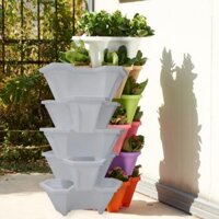 Combo 2 tháp trồng rau hữu cơ 5 tầng(1 tháp màu nâu + 1 tháp màu trắng)- hiệu quả- an toàn- tiết kiệm không gian