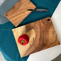 COMBO 2 thớt chặt, thái gỗ me tây khuyên khối kháng khuẩn chống nước