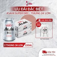 Combo 2 Thùng 24 Lon Bia Asahi Super "DRY" Chính Hãng (330ml/Lon)