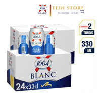 Combo 2 Thùng Bia Blanc 1664 Kronenbourg Pháp Lon 48x330ml