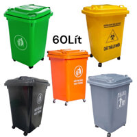 COMBO 2 Thùng Rác 60L Bốn Bánh Xe, Thùng Rác Gia Đình, Thùng Rác 60L, Thùng Rác Cao Cấp