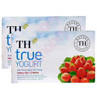 Combo 2 thùng Sữa chua uống TH True Milk hương Dâu tự nhiện hộp 180ml