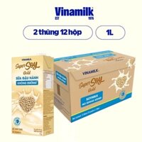 Combo 2 Thùng Sữa Đậu Nành Goldsoy Vinamilk Không Đường 1L (2 Thùng x 12 Hộp 1L)