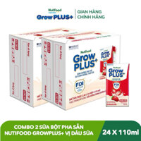 Combo 2 thùng sữa Nutifood Grow plus vị dâu sữa thùng 24 hộp 110ml