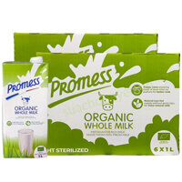 Combo 2 thùng Sữa tươi nguyên kem Promess Organic hộp 1 Lít